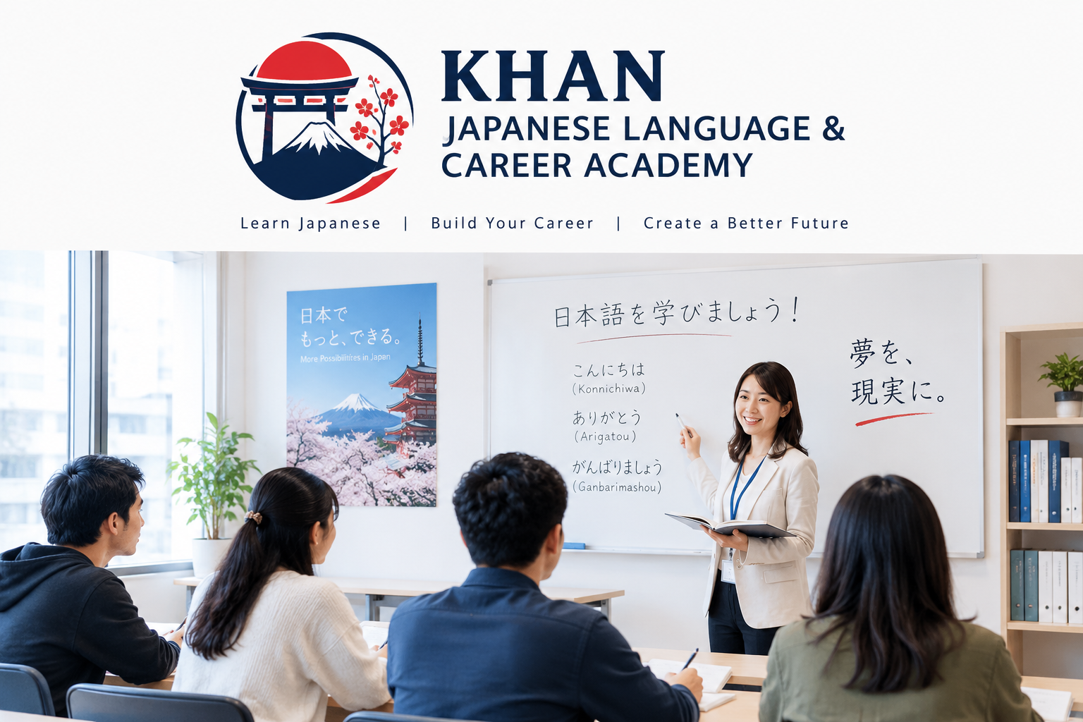 Students learning Japanese in a classroom